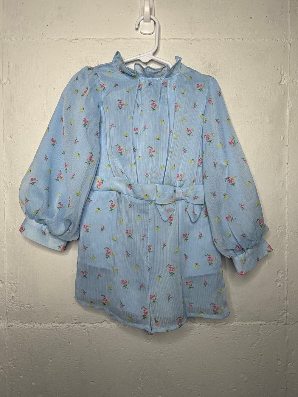 NEW Janie & Jack Girls Blue Floral Romper Size 4